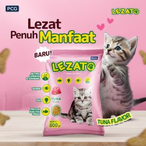 Makanan pakan kucing LEZATO ADULT KITTEN TUNA 1 KG 800 GRAM REPACK kiten Cat food