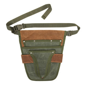 Professional Gardening & Electrician Waist Bag – 12 Inch Canvas Waist Pouch with Glove Slot Snap Closure 4+ Compartments Durable for Outdoor Repair & Landscaping