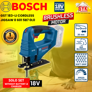 SYK Bosch GST 183-LI Cordless Jigsaw Solo Machine Wood Cutting Jigsaw Mesin Gergaji Pemotong Kayu 0 601 5B7 0L0