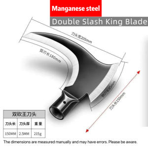 2-in-1 Sickle with Long Handle Multifunctional Double Chopping Sickle Gardening Tool Manganese Steel Sickle for Farmer