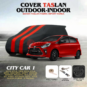 Cover Mobil Taslan NEW/ AGYA AYLA ALL NEW BRIO LAMA SWIFT MIRAGE MARCH PICANTO WULING AIR EV GETZ ATOZ FORSA SPRESSO AVEO VISTO SPARK OUTDOOR dan INDOOR Anti Panas Anti UV sinar Matahari Waterproof Aman dari Debu dan Hujan selimut payung penutup mobil