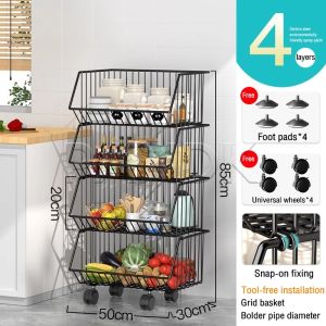 3/4/5 Layer Movable Kitchen Rack Trolley Storage Rack Spice Rack Fruit vegetables Storage Holder Rak Sayur Toy Storage