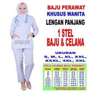 Baju Perawat Wanita Lengan Panjang Baju Suster  Nurse  Lengan Panjang