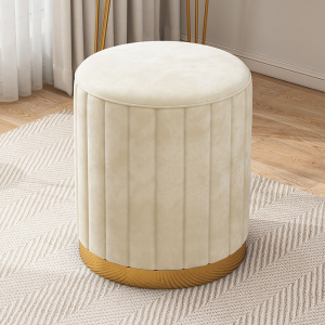 Makeup chair Makeup chair Storage chair Makeup stool High-grade round stool plush chair - beige