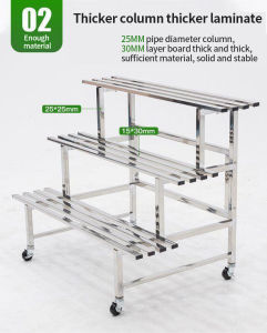 Waterproof Stainless Steel Flower Pot Stand Outdoor Plant Rack Outdoor Flower Rack Rak Bunga Bertingkat Murah with Wheels Gardening Accessories