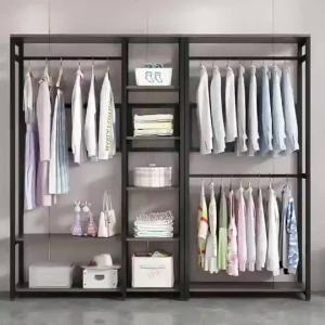 H Wardrobe clothes hanger stand Household Storage Integrated Dust Curtain wardrobe cabinet