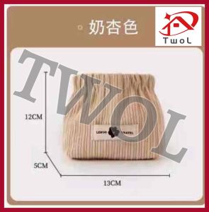 TWOL 1pcs New Corduroy Elastic Organizer Portable Travel Lipstick Bag Storage Bag Data Cable Storage Bag
