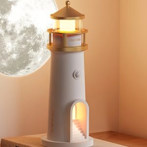 1pc Lighthouse Night Light with A Clear Moon Projection Image Sensitive Human Body Sensing Switch and Long-brightness Function That Can Be Switched Suitable for Many Scene Atmospheres and The Sealed Packaging of The Product Is More Decent.