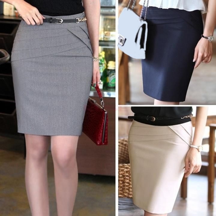 Plus Size S 4XL Women Pencil Skirt Spring Summer Autumn Fashion Casual Elegant High Waist Slim Bodycon Package Hip Knee Length Midi Skirts Office Work Wear Black Khaki Blue Grey Lazada Singapore