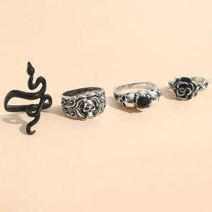 pamelaea 1Set Fashion Creative Punk Poker Joker Rings For Men Retro Personality Goth Skeleton Couple Rings Jewelry Accessories Gifts