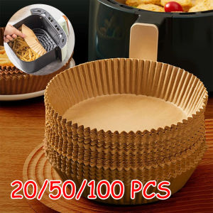 Khay giấy100/50/20cho nồi chiên không khí khuôn giấy nướng hình vuông tròn không thấm dầu lót giấy nấu ăn dùng một lần2026