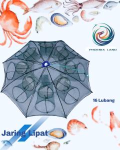 Payung Bubu Jaring Jebakan Perangkap Udang ikan Kepiting Model Payung 16 Lubang WHALE Perangkap Ikan Bubu Payung Multi Hole (16 Lubang)