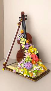 เข้ากันได้กับเลโก้ไวโอลินบล็อกประกอบของเล่นเครื่องดนตรีรุ่นดอกไม้นิรันดร์เครื่องประดับสร้างสรรค์ของขวัญวันเกิดหญิง