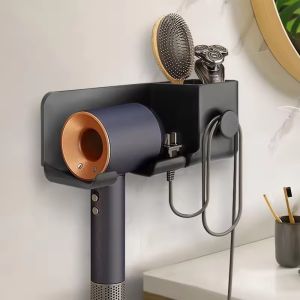 Hair Dryer Holder Wall-mounted Bathroom Hair Dryer Bracket Bathroom Storage Rack Punch-free Placing Rack