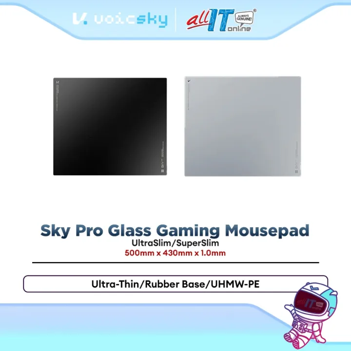 Voicsky Sky Pro UltraSlim/SuperSlim Glass XL Gaming Mousepad (500mm x 430mm x 1.0mm) Dark/Light