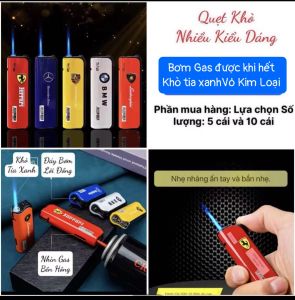 Combo 5cái Bật lửa Hột quẹt khò thân kim loại in Hình Đẹp các hãng Xe 605 nhiều kiểu dán đẹp Giao Ngẫu nhiên