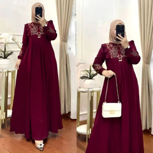 GAMIS LUNARA DRESS MIX BORDIR KRINGKEL AIR FLOWW MUSLIMAH KONDANGAN MEWAH SIMPLE ELEGANT MURAH