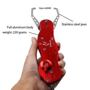 SANLIKE New Style Aluminium Alloy Fishing Lip Grip Fishing Controller Hook Foldable Fishing Tackle Tool Gripper with Lanyard Rope