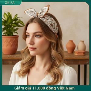 QK FA ✨ Phụ nữ bandanna rộng Bohemian Bow thỏ tai Headband hoa Paisley phong cách retro phụ kiện cho đám cưới phù dâu bên