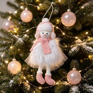BAGUO Creative Hanging Snowman Dolls Elegant Knit Hat Xmas Tree Hanging Pendant New Year Gift Handmade Snowman Ornaments Christmas Tree Decor