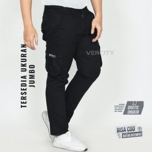 Celana Cargo Panjang Pria Dewasa Slimfit Jumbo Bigsize Long Pants Kargo PDL Cowok Bahan Katun Tebal