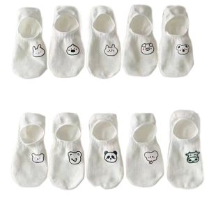 REEBO 10Pairs Cartoon Women Invisible Socks Thin Sweet Bear White Socks Trendy Hosiery Cute Boat Socks For Girls