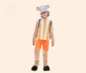 Reindeer Tony Chopper Cosplay 2 Years Later Yellow Strip T Shirt Cosplay Costume Blue Hat Bag Kids Halloween Fancy Suit