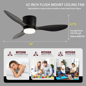 Modern Ceiling Fan With Led Light With Remote Control 3 Blades Ceiling Fan Inverter Big Ceiling Fan With Led Light For Living Room Dinning Bedroom Garage Strong Wind Heavy Duty Electric Fan PH