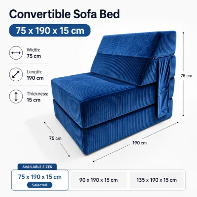 Foldable Lazy Sofa Bed Single Corduroy Floor Sofa Chair Frameless Lounge Couch for Bedroom Balcony Condo.