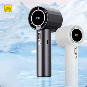 Quạt gió cầm tay phản lực Hàn Quốc Cổng sạc Type C Có màn hình LED hiển thị cấp độ và thời lượng pin