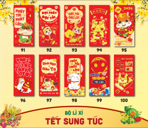 🧧 Combo 50 Lì Xì Truyền Thống Tết 2026 - Lì Xì Tân Niên 2026 Độc Đáo 🐉 ( Mẫu như hình )