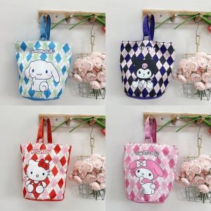 Sanrio Hello Kitty Handbag Cartoon Canvas Pom Pom Purin Kuromi Cinnamoroll Water Bottle Bag Umbrella Storage Bag Girl Boy Gift