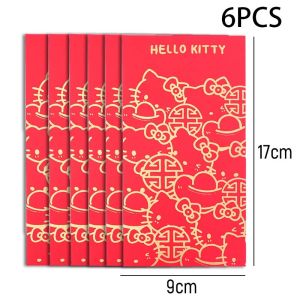 🔥10 + สไตล์🔥Kawaii Hello Kitty ซองจดหมายสีแดงกระเป๋าเงินของจีน Fvors 3D Hello Kitty 2026ของขวัญปีใหม่กระเป๋าเงิน Hongbao Angpao