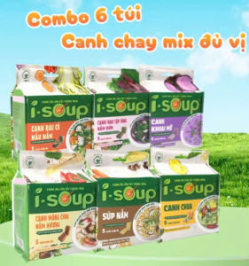 COMBO 6 túi Mix 6 vị canh thuần chay ISOUP sấy thăng hoa viên canh ăn liền 3 phút chuẩn vị mẹ nấu