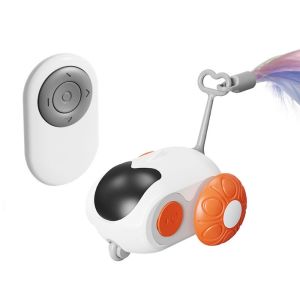 YITAQI Interactive Turbo Tail Cat Toy Plastic Rechargeable Remote Control Toy Car Cat Sticks Pet Toy Feathers Electronic Smart Cat Toy Entertainment
