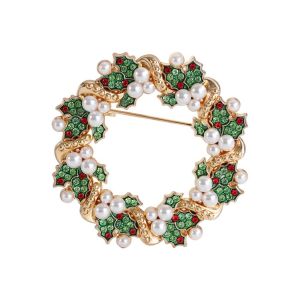 HUNIU Đá Rhinestone toàn bộ Trâm cài hình cây thông Noel Men răng Hợp kim Trâm cài đính đá pha lê Mới Tinh tế Trâm cài pha lê Giáng sinh