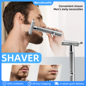 Manual Razor Stainless Steel Manual Safety Razor Set Double Edge Barbeador Razor with 1 Blade Men Barber Shaver Hair Beard Remove Tool