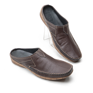 Sandal Selop Bustong Pria Kulit Rajut Moccasin AM03