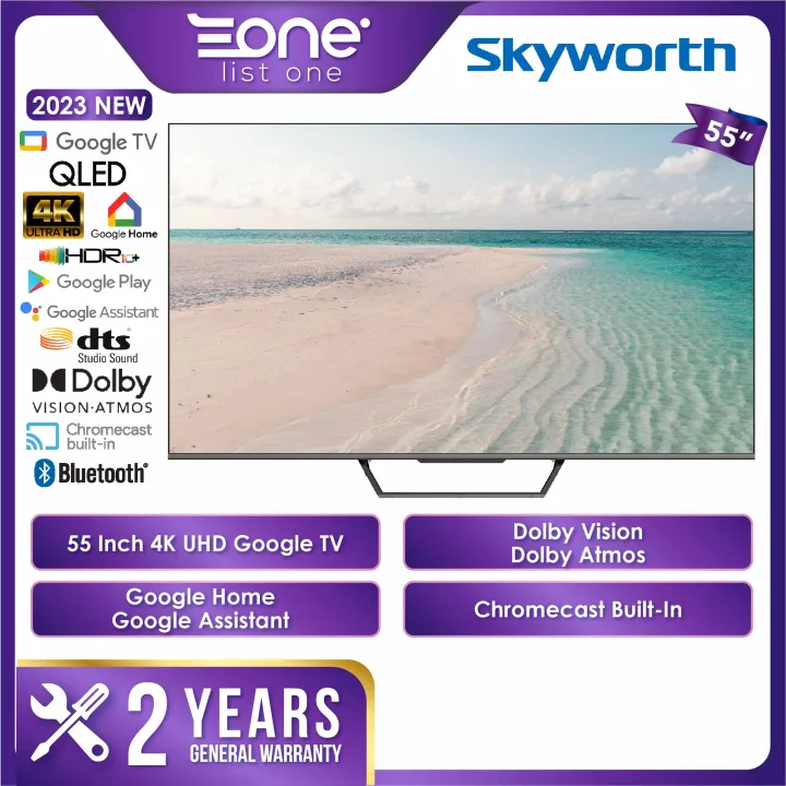 Skyworth QLED 4K UHD Google TV SUE8000 Series | 65 Inch 65SUE8000 | 55 Inch 55SUE8000 | 50 Inch 50SUE8000 | HDR 10+ | QLED TV | GOOGLE TV