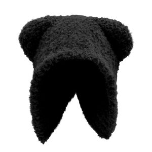 ILOVEDIY Cute Bear Ear Wool Hat Winter Beanies Warm Lace-up Ear Protection Knitted Bomber Cap Bonnets Knitting Korea Women