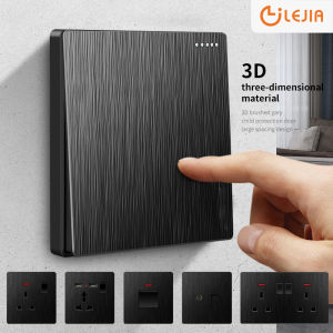 LEJIA modern lighting wall black dimmer switch paint panel 13A universal socket 3 pin plug power point with USB 20amp water ringing air conditioner doorbell dimmer kitchen switch power socket 1/2/3/4 gang 1/2 way switch official store