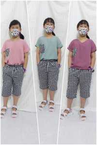 HILFASHION setelan anak perempuan viral motif combi
