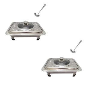 Wadah Saji Masakan - Prasmanan Set isi 2 FREE Sendok Sayur Stainless Steel 2 Pcs