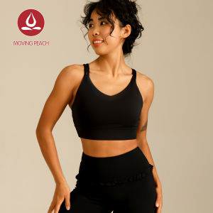 Moving Peach Sport Bra For Women Fashion Backless Shockproof Bra Top Fitness Underwear Removable Pads Double Crossed Back Design Soft Cool Feeling Skin-Friendly Moisture-Wicking Elasticity Breathable Quick-drying Training Running Gym Pilates Dance ABO2