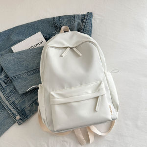 White Color Casual Sports Backpack Canvas Simple Large Capacity School Bags For Teenagers