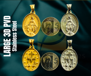 Catholic Supplies Sculpted 3D gold PVD Authentic Miraculous Medal with Certificate