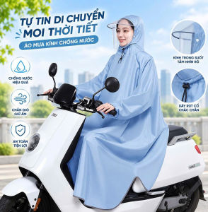 Áo Mưa Kính Trong Suốt Nam Nữ Size 4XL 5XL – Dáng Rộng Có Mũ Bo Tay Tiện Dùng Cho Người Lớn Gia Đình