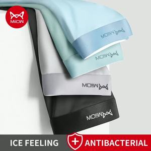 MiiOW 4Pcs Lot Men Boxer Shorts Graphene Antibacterial Ice Silk Underwear Man Boxershorts Seamless Breathable Male Panties L-5XL2026