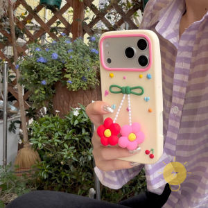 For iPhone 16 Pro Max Case Silicone Accessories TPU Mini Flower Mini Flower Pearl Phone Case For iPhone 15 Cover 手机壳 Aesthetic Korean Cute