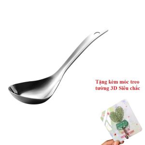 Muống Múc Cơm Canh Inox Cán Cong Hàng Dầy Đẹp Chăc Chắn Tặng Kèm Móc Treo 3D Siêu Dính